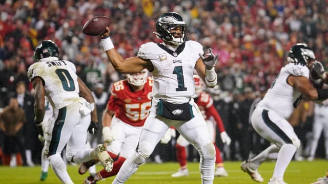 Jalen Hurts completed 15 of 25 passes for 121 yards in the Philadelphia Eagles 31-7 blowout of the San Francisco 49ers in last year's NFC Championship Game